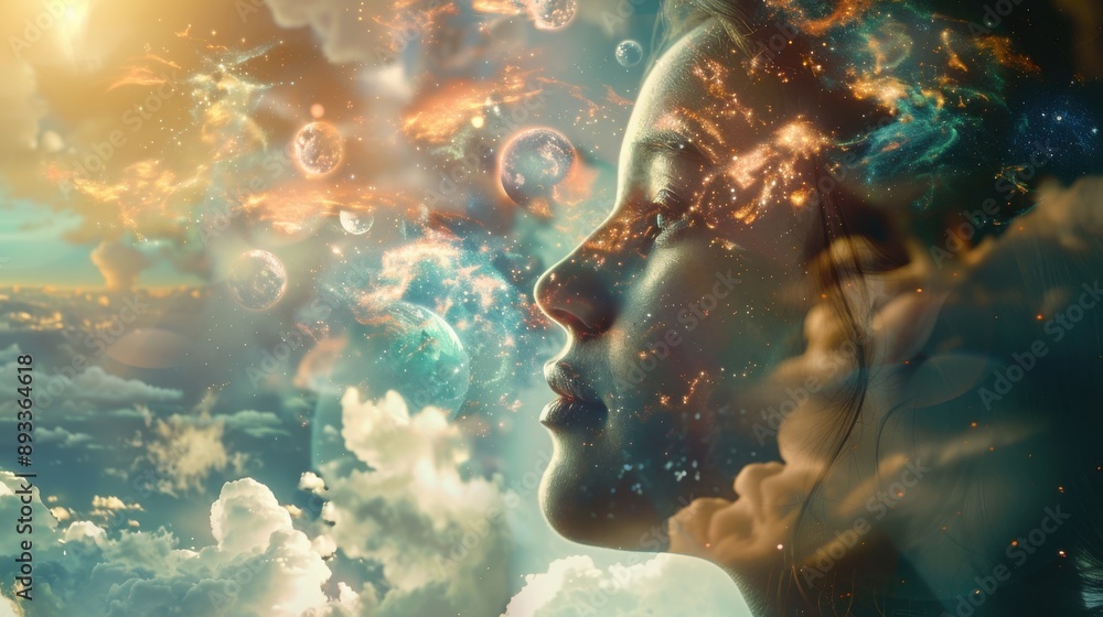 A person gazing at a vision board filled with dreams and goals, with a look of inspiration and determination, symbolizing the power of visualization, strategic planning, and maintaining focus on the A person gazing at a vision board filled with dreams and goals, with a look of inspiration and determination, symbolizing the power of visualization, strategic planning, and maintaining focus on the