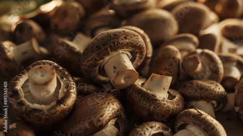 Close-up of fresh mushrooms with natural texture and earthy tones photo