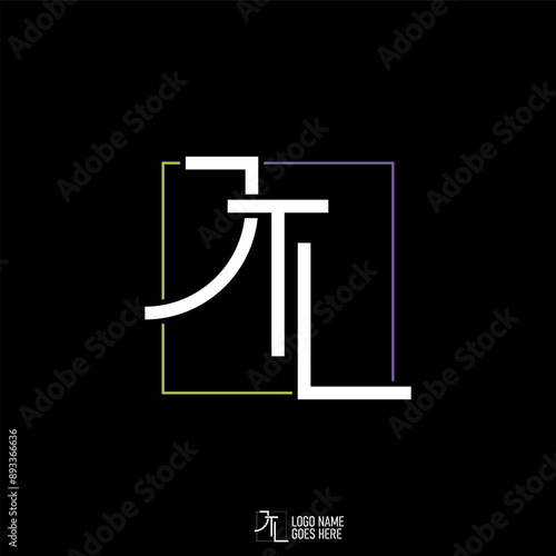Logo design graphic concept creative premium vector stock letter initial JTL japan font cut square connect line. Related monogram typography branding