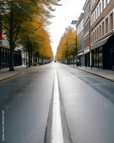 Street view of a street in the center of the city