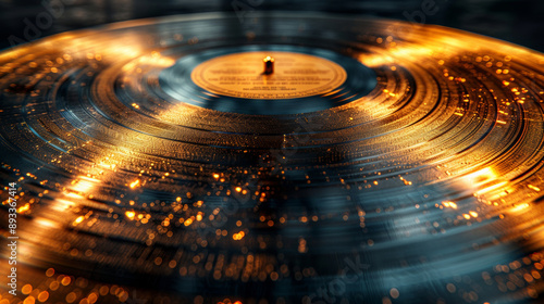 a vinyl golden and black record closeup, Golden Record Awards ceremony poster