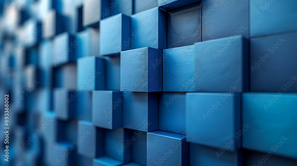 Abstract blue geometric 3D cubes pattern background, highlighting a ...