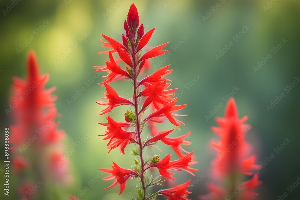 Cardinal flowers bokeh background, AI Generated Cardinal flowers bokeh background, AI Generated