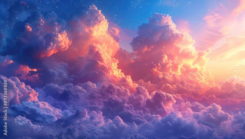 Fototapeta premium Celestial Canvas: A Symphony of Clouds and Stars