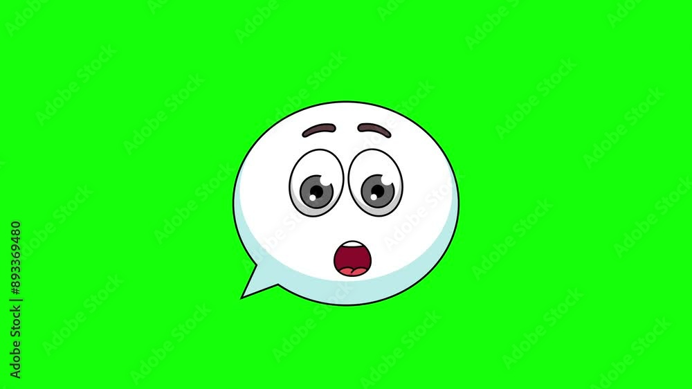 Amazed face emoticon of speech bubble character animation
