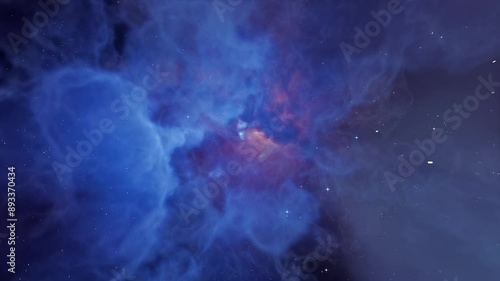 Crossing nebulae in the universe.Spinning through the nebula, shuttling through interstellar dust.3D rendering animation