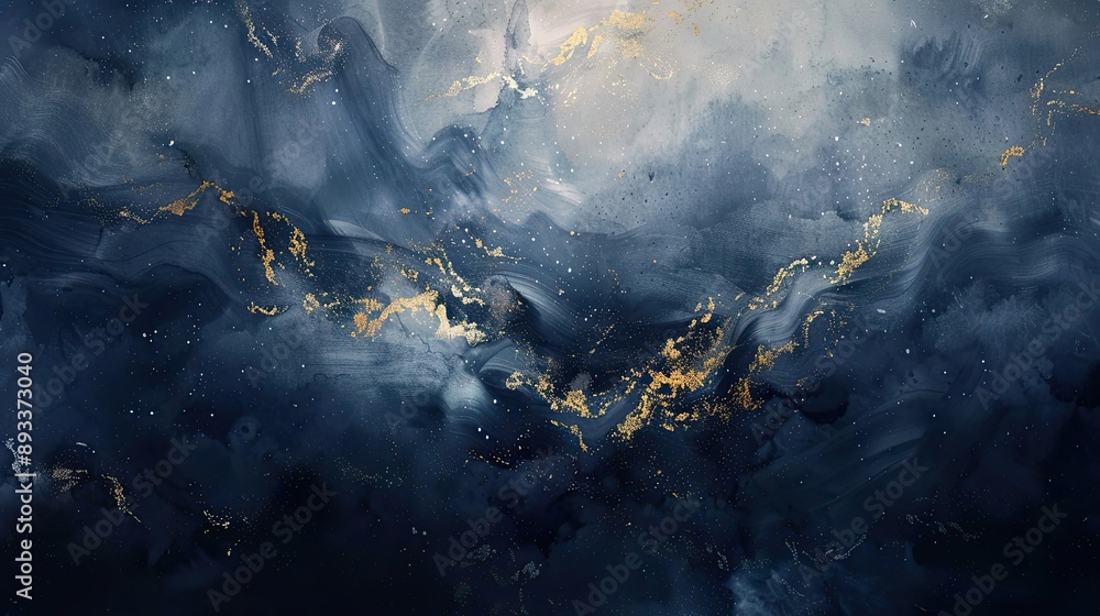 Mystical wallpaper with navy and gold brush strokes night skies and twinkling starlight Mystical wallpaper with navy and gold brush strokes night skies and twinkling starlight