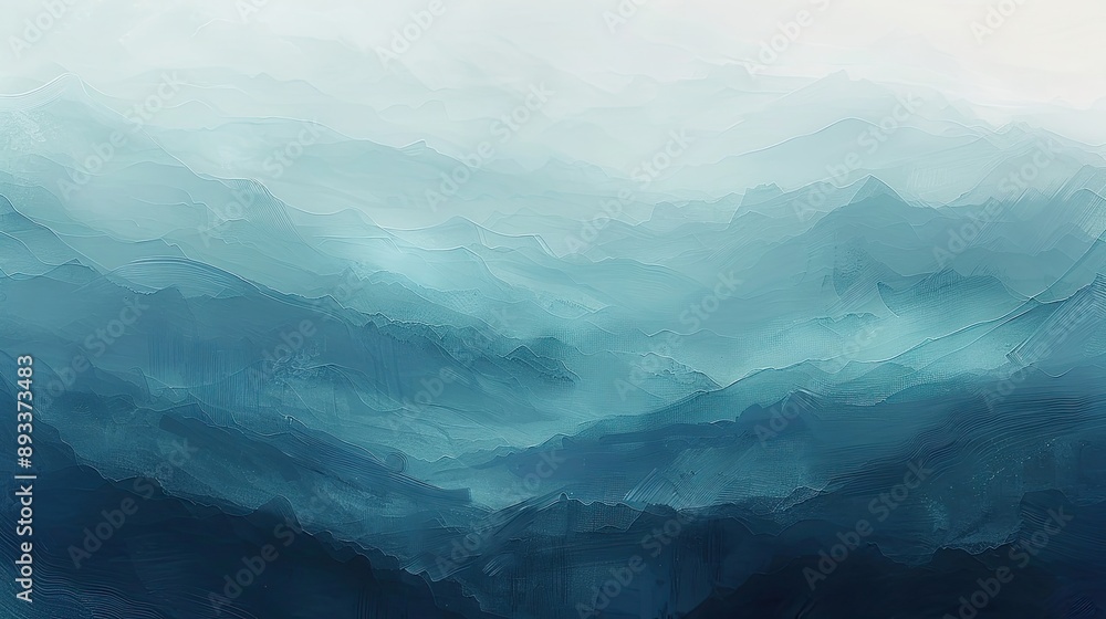 Background with blues and grays brush strokes and blurry mountain silhouettes Background with blues and grays brush strokes and blurry mountain silhouettes