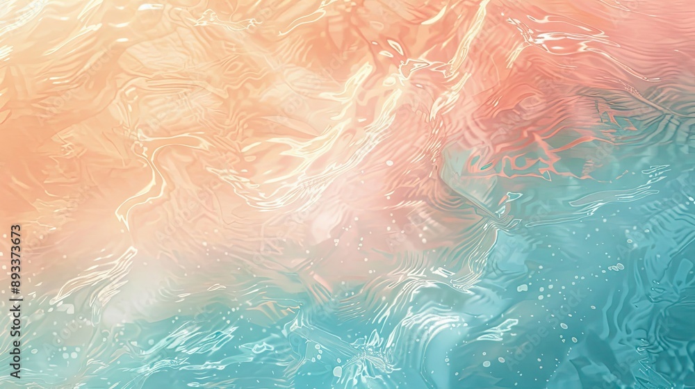 Fototapeta premium Background with peach and azure brush strokes and rippling water wallpaper