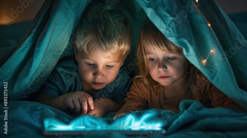 The children using tablet