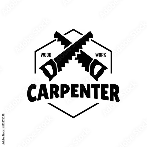 Carpentry, woodworking retro vintage vector logo design.