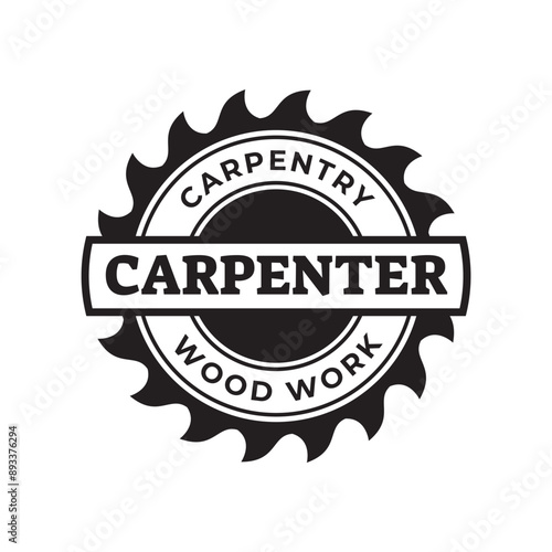 Carpentry, woodworking retro vintage vector logo design.