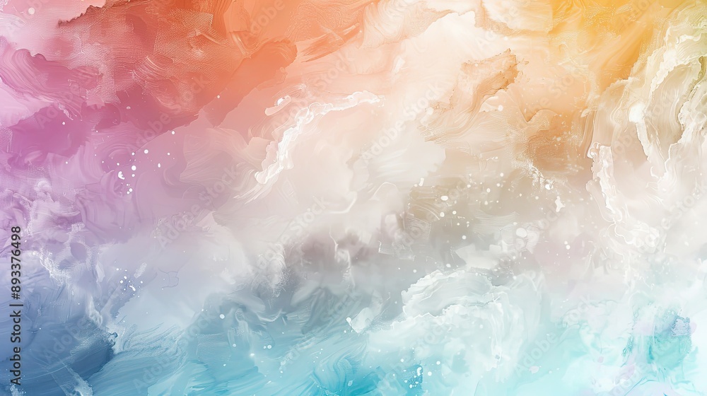 Fototapeta premium Muted rainbow hues and luminous particles with organic textures creating a harmonious wallpaper