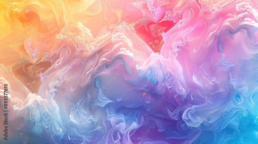 Abstract wallpaper with swirling brush strokes and muted rainbow colors as background Abstract wallpaper with swirling brush strokes and muted rainbow colors as background