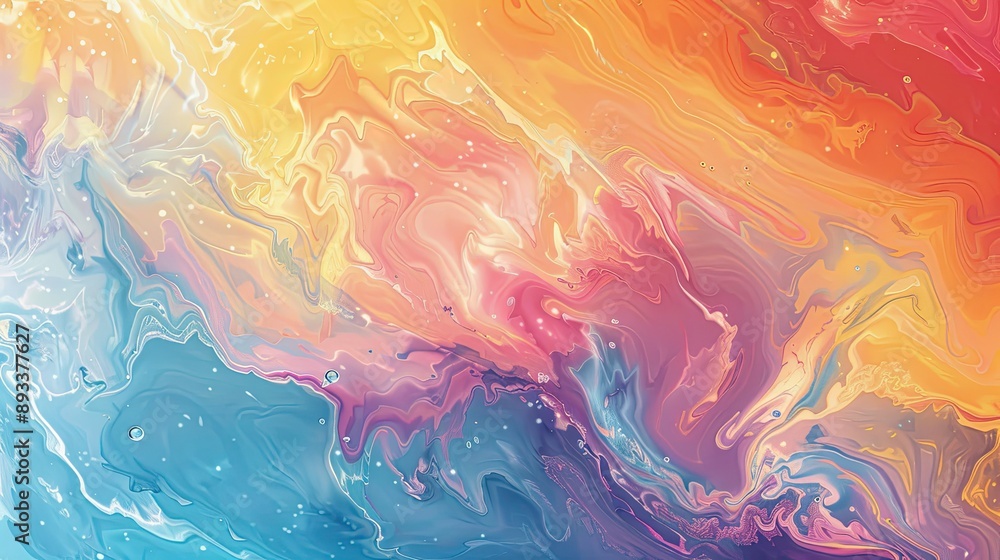 Abstract design in muted rainbow tones with broad brush strokes and swirling patterns Abstract design in muted rainbow tones with broad brush strokes and swirling patterns