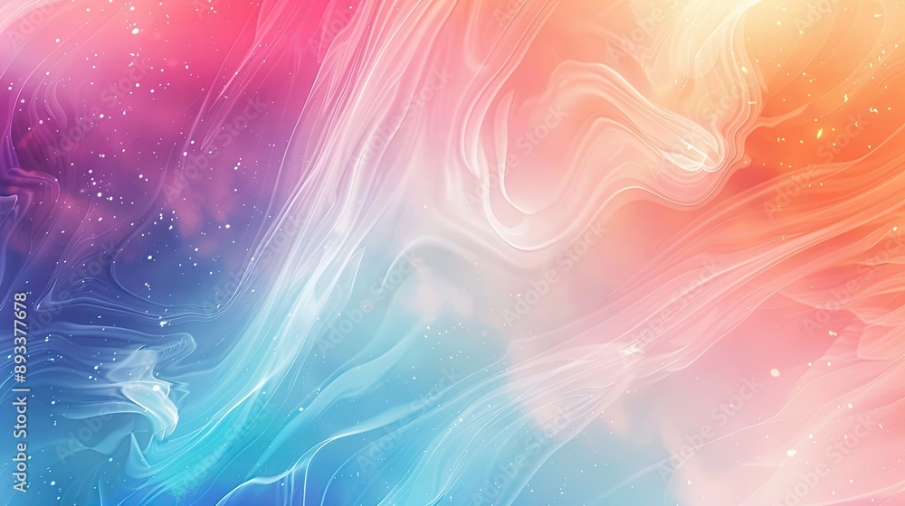 Abstract design in muted rainbow hues with bold brush strokes and velvet gradients