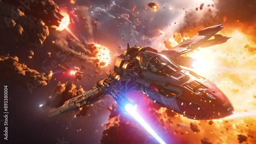 Starfighter Navigating Cosmic Battle