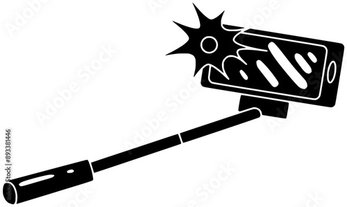 blogger illustration vlog silhouette camera logo video icon technology outline selfie digital online influencer phone shooting streaming trip travel shape tourist recording happy for vector graphic