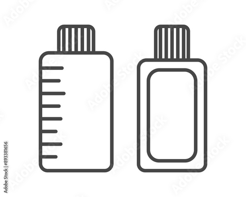Collection vector icons of beauty, cosmetics and care. Bottle, jar, shower gel, face cream, body lotion, spray, ointment, paste.