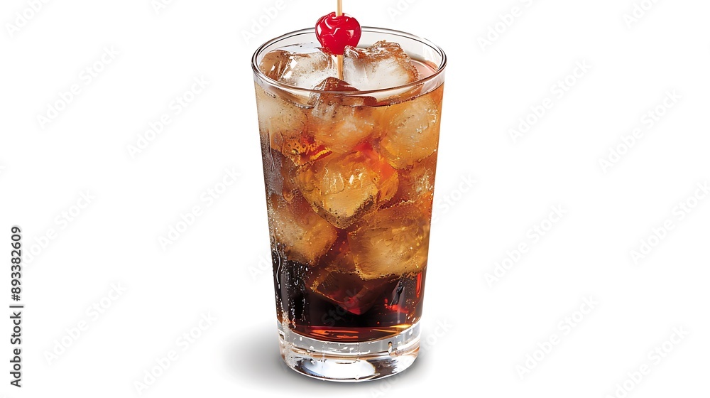 Beverage Cuba Libre America Cuba rum cola cocktail white background Beverage Cuba Libre America Cuba rum cola cocktail white background