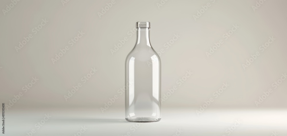 Minimalist image of a clear glass bottle on a clean, light background. Perfect for design projects, advertising, or product showcasing. Minimalist image of a clear glass bottle on a clean, light background. Perfect for design projects, advertising, or product showcasing.