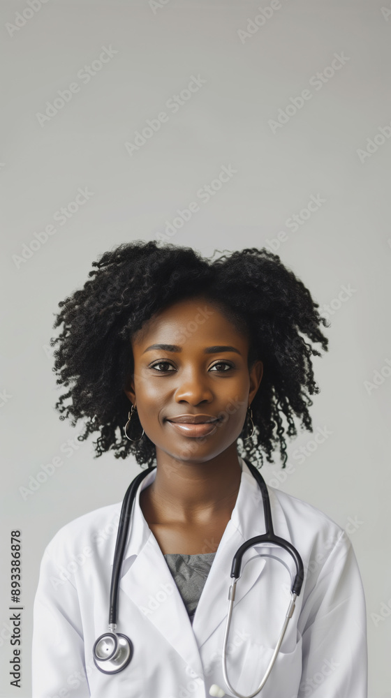 Portrait of Afro female doctor looking at camera Portrait of Afro female doctor looking at camera