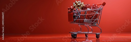 Christmas Shopping Cart Filled With Gifts