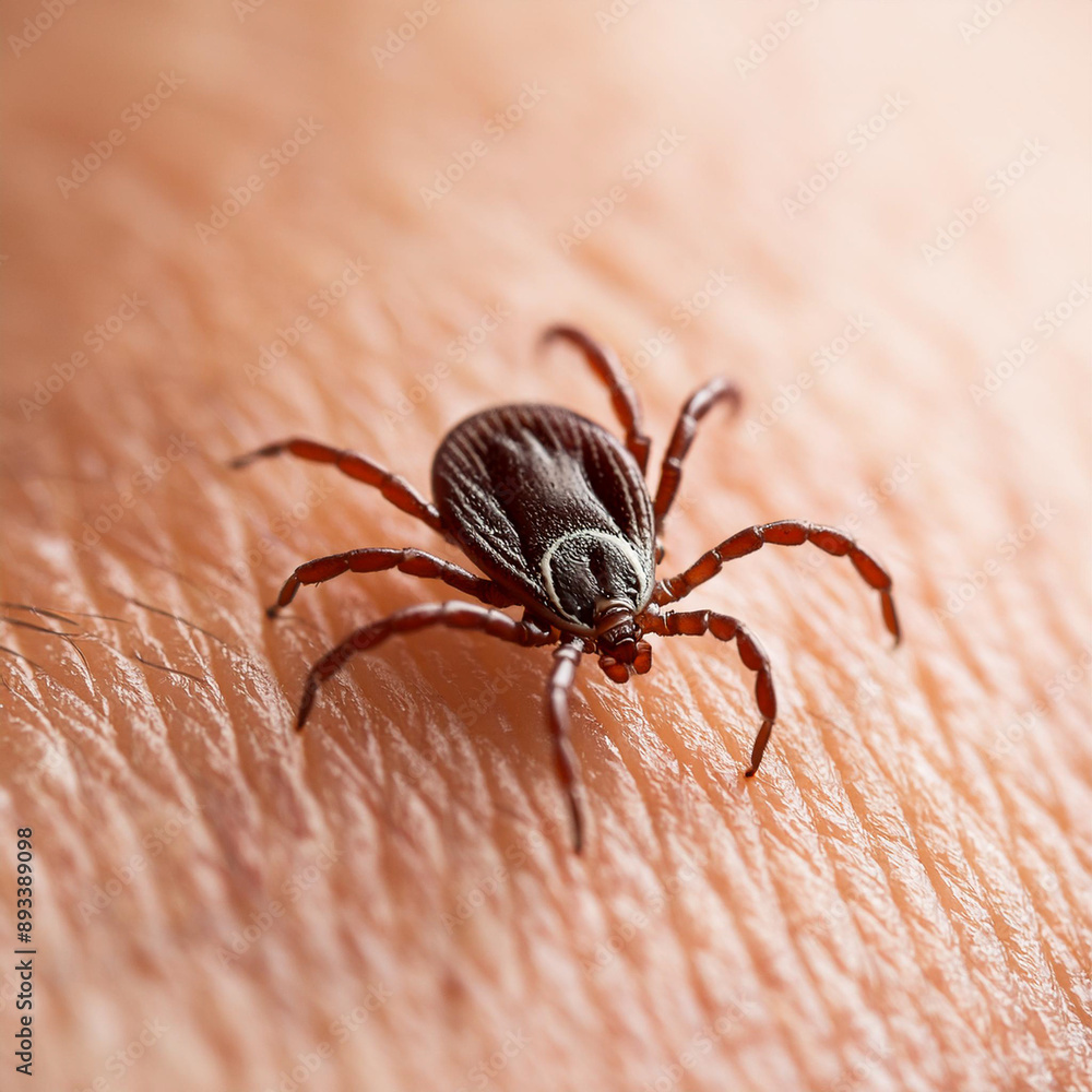 Close-up of a tick on the skin Close-up of a tick on the skin