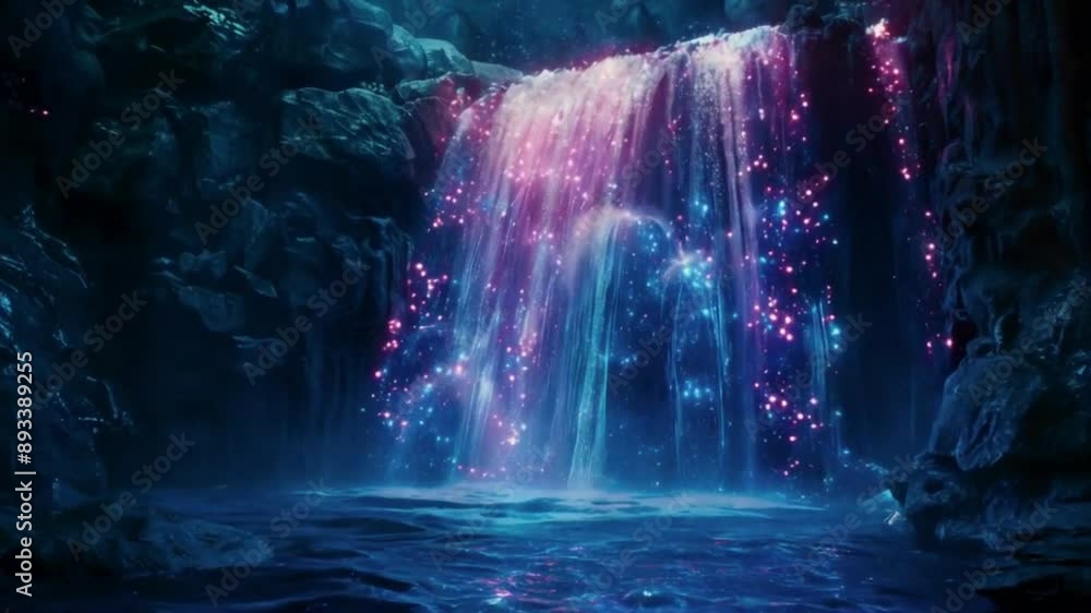 Sparkling Waterfall at Night Sparkling Waterfall at Night