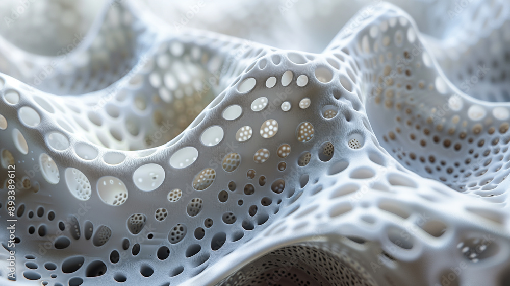 A complex, organic mesh structure with varying hole sizes and fluid curves. A complex, organic mesh structure with varying hole sizes and fluid curves.