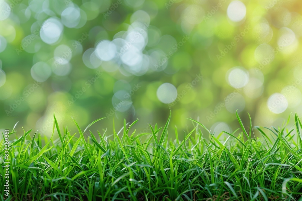 Obraz premium Nature green grass with place for product with bokeh background