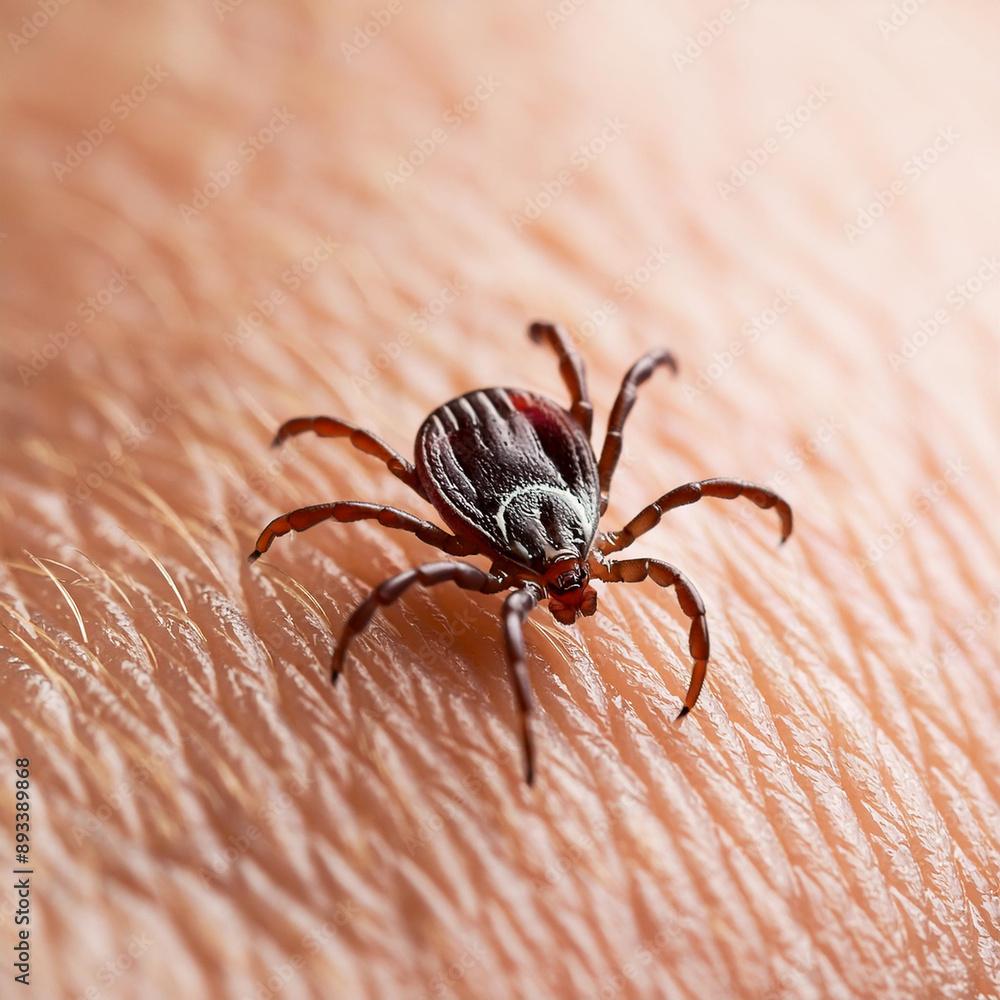 Close-up of a tick on the skin Close-up of a tick on the skin