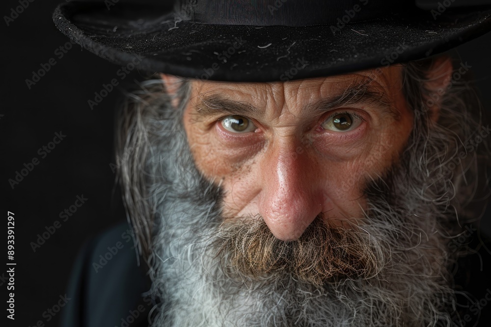 portrait of a jewish man with long beard Isolated on black background portrait of a jewish man with long beard Isolated on black background