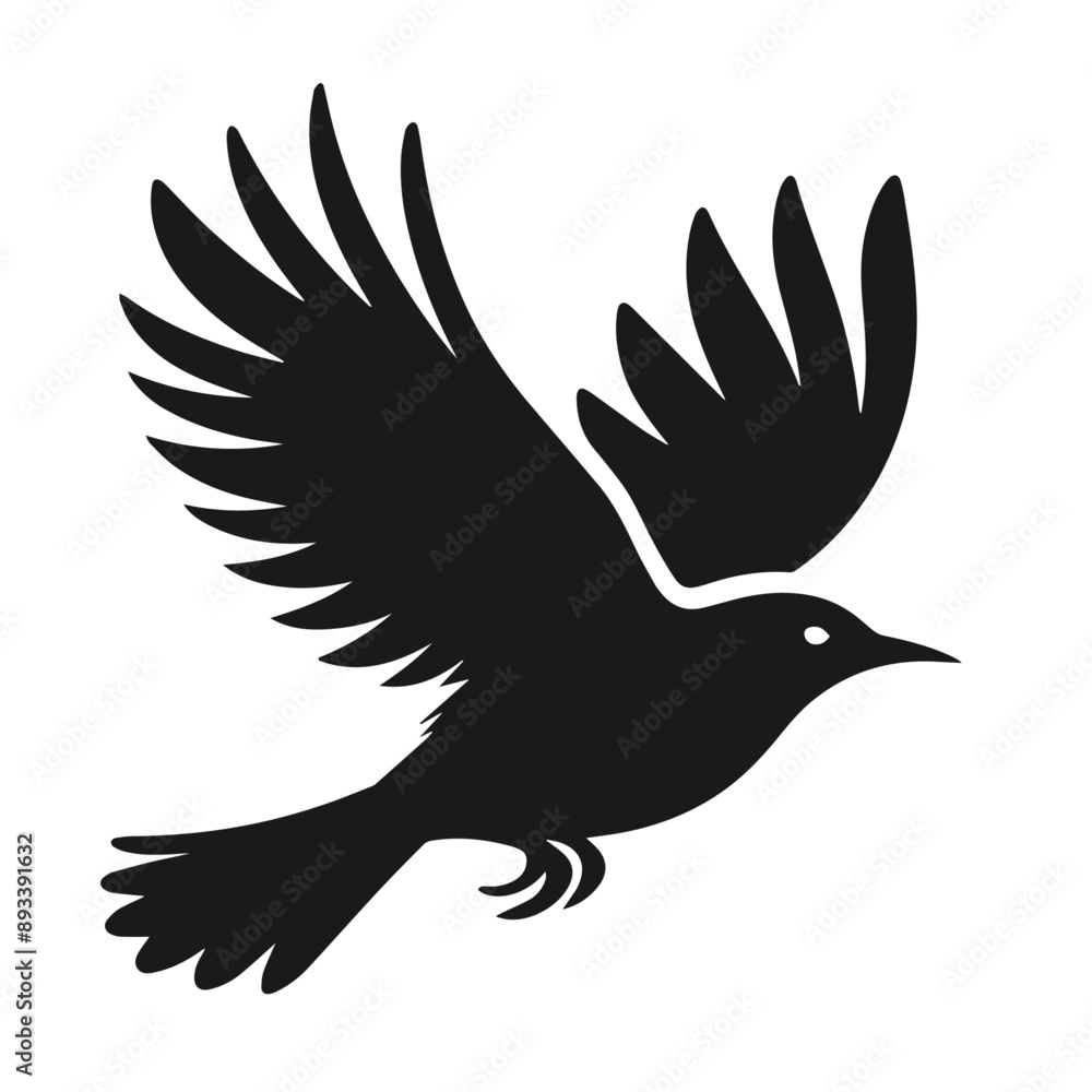 Obraz premium Clean black and white vector silhouette of a Bird logotype on white background