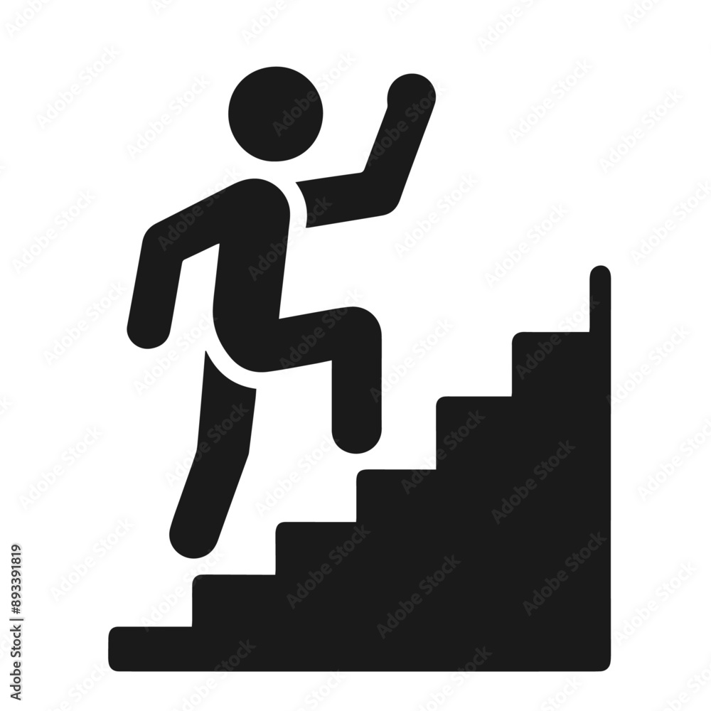 Clean black and white vector silhouette of a Stairs of Success logotype on white background Clean black and white vector silhouette of a Stairs of Success logotype on white background