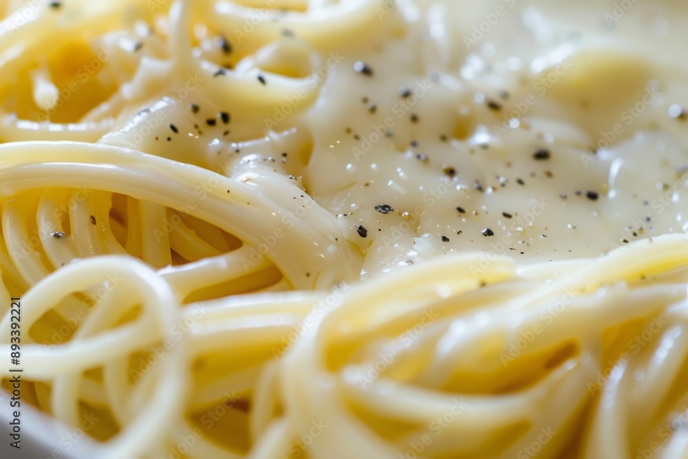 Close Up of Creamy Spaghetti with Pepper Close Up of Creamy Spaghetti with Pepper