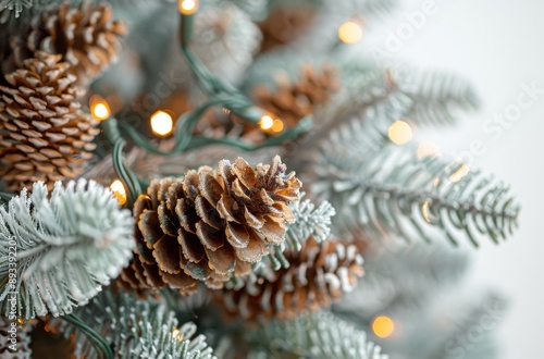 Pine Branches With Pinecones and Lights