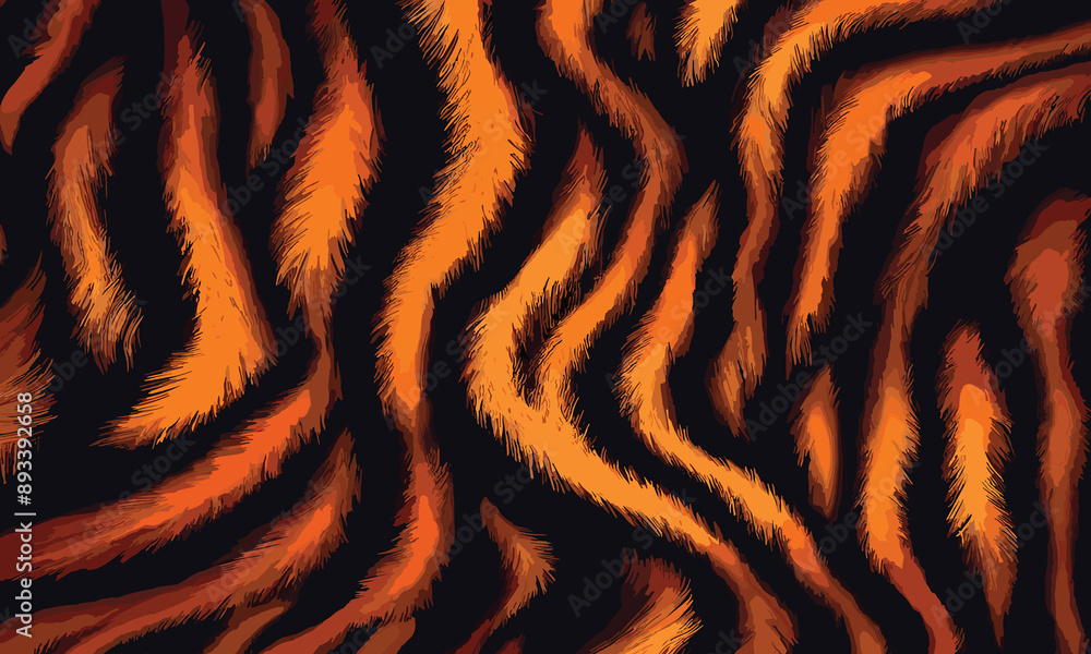 Exotic Tiger Skin Pattern Vector Illustration With Seamless Design. Animal Striped Skin Fur Pattern Texture Background Exotic Tiger Skin Pattern Vector Illustration With Seamless Design. Animal Striped Skin Fur Pattern Texture Background