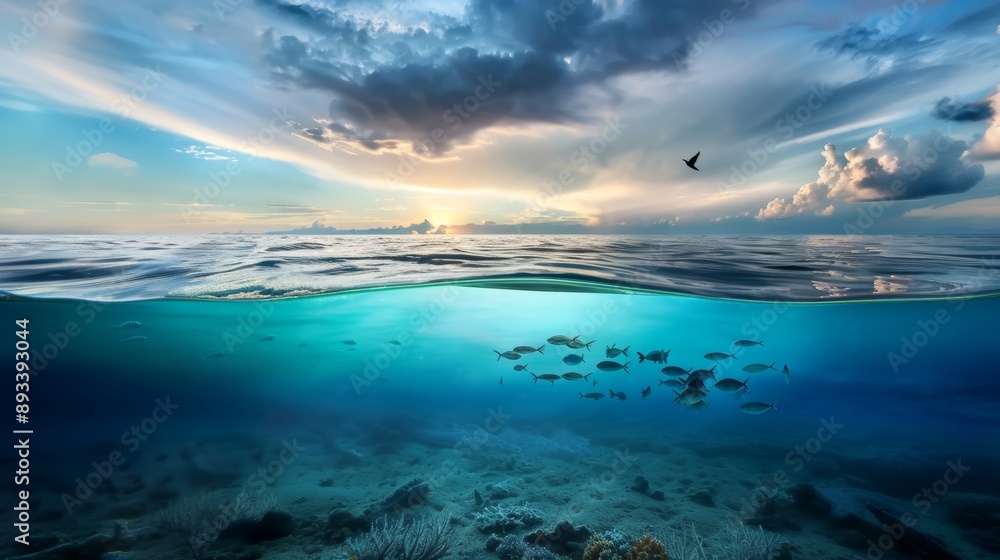 Obraz premium An ocean where the sky and sea have swapped places.