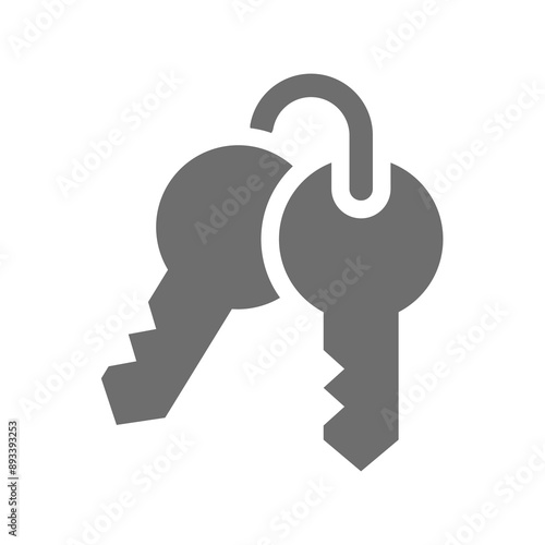 Key ring or keys vector icon. Keyring chain set symbol.