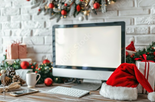 Desktop With Christmas Decor