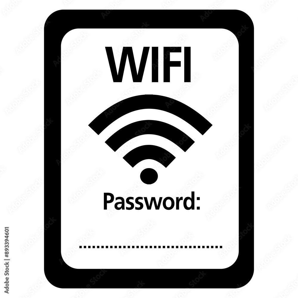 Wi-Fi signal sign and access code. Wi-Fi signal sign and access code.