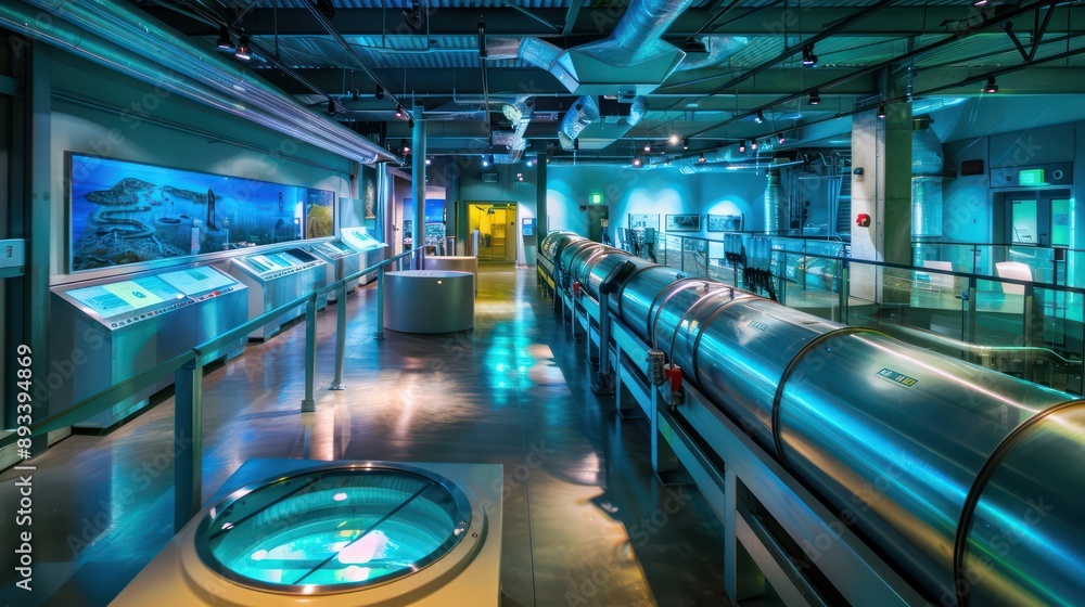 Fototapeta premium corporate geothermal energy facility with innovative heat exchange systems and educational displays