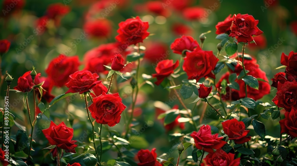 Red roses in a flowerbed, each bloom a perfect example of natural beauty. Red roses in a flowerbed, each bloom a perfect example of natural beauty.