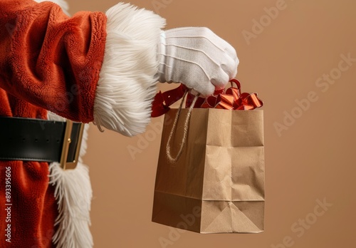 Santa Claus Holding Gift Bag