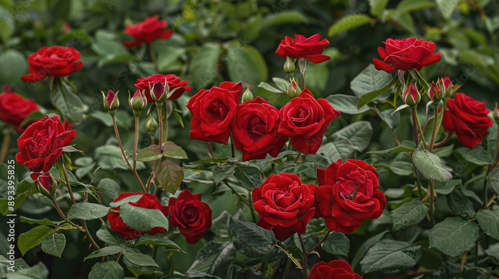 Red roses in a flowerbed, meticulously cared for and showcasing vibrant blooms. Red roses in a flowerbed, meticulously cared for and showcasing vibrant blooms.
