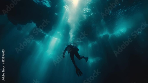 Wallpaper Mural Diver in the Ocean Depth Torontodigital.ca