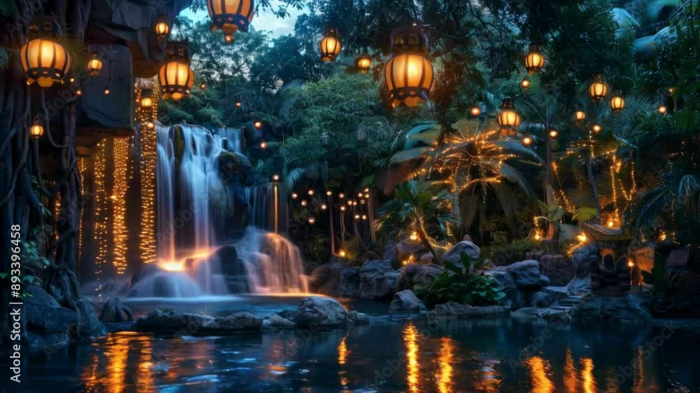 Lanterns by the Enchanted Waterfall Lanterns by the Enchanted Waterfall