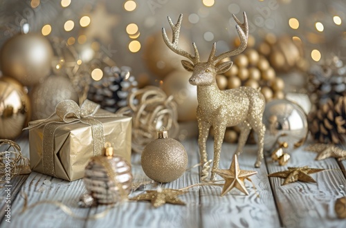 Reindeer Ornament Among Christmas Decor