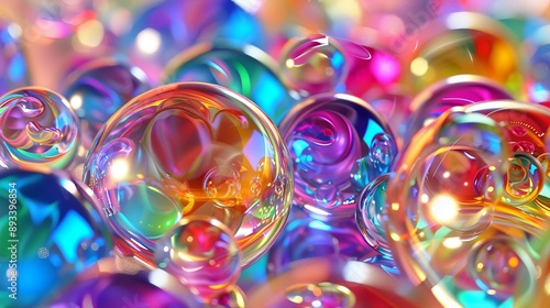 Vibrant Multicolored Spheres HighResolution Stock Image with Glossy Surfaces and Swirling Colors